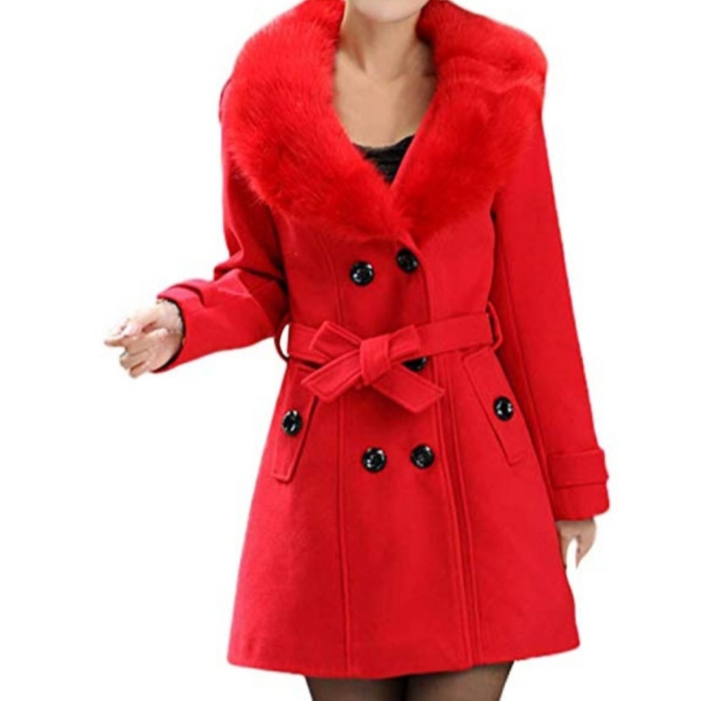 Red coat-faux fur